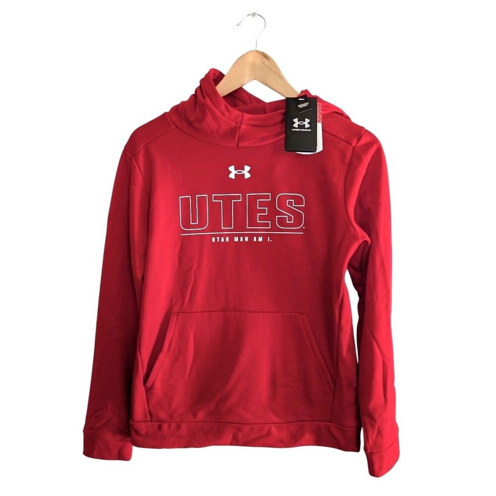 NWT Under Armour Utah Utes Hoodie Sweatshirt Red "Utah Man Am I" Pullover